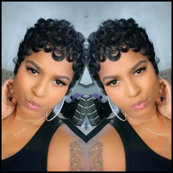 Short Pixie Cut Human Hair Wig Glueless Layered With Bangs Put On Go main image 3